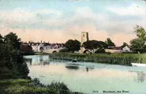 Prints of The River and Church, Wareham, near Poole, Dorset, England. Date: 1913 Wareham Prints: The River & Church, Wareham Print, 1913