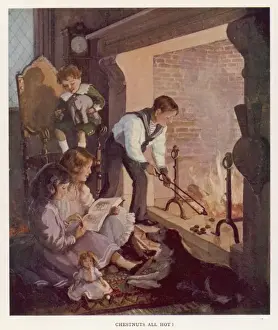 Winter Scene Prints: Roasting Chestnuts