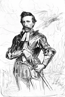 Robert Flint Print: Armed Knight Drawing Sword, 1838-1910