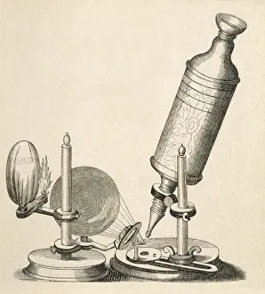 Robert Hooke Prints: Robert Hooke's Microscope Print