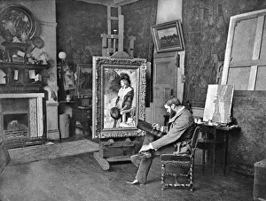 Prints of ROBERT WALKER MACBETH Artist, in his studio Date: 1848 - 1910 Robert Walker Prints: Robert Walker Macbeth Print, Artist in Studio 1848-1910