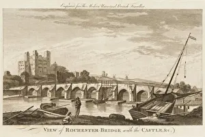 Prints of The Medway Bridge and the Castle Kent Prints: Rochester Print - Medway Bridge and Rochester Castle