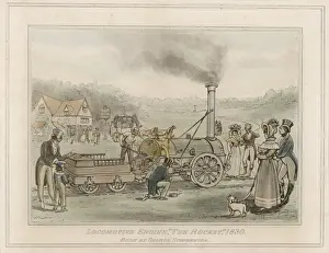 The Rocket 1830 Print: Onlookers Admire Stephensons Invention