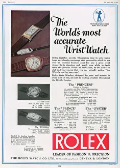 Rolex wrist watch advertisement, 1931 Rolex wrist watch advertisement, 1931