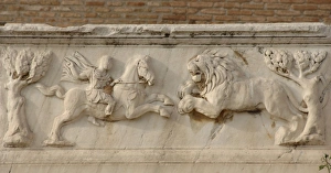 Roman Art. Greece. Relief in a Roman tomb around the Odeon Roman Art. Greece. Relief in a Roman tomb around the Odeon