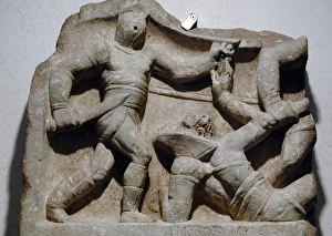 Roman art. Relief commemorating the victories of a gladiator Roman art. Relief commemorating the victories of a gladiator