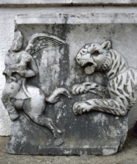 Roman art. Turkey. Mileto. Relief of Cupid and Panther Roman art. Turkey. Mileto. Relief of Cupid and Panther