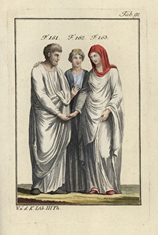 Roman bride and groom with the goddess Juno Roman bride and groom with the goddess Juno