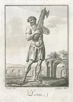 Roman Lictor Print: A Roman Lictor holding the fasces symbol