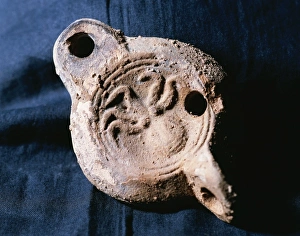 Roman oil lamps. Terracotte. Octopus decoration. From Catalo Roman oil lamps. Terracotte. Octopus decoration. From Catalo