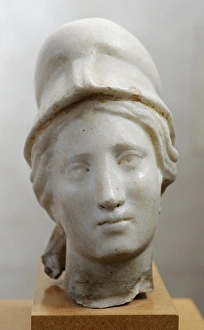 Roman Period. Head of Athena. Marble. From Khirbet el-Mefjer Roman Period. Head of Athena. Marble. From Khirbet el-Mefjer