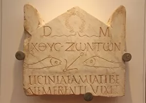 Images Dated 11th August 2005: Roman tombstone with Christian iconography. Amias Licinia de