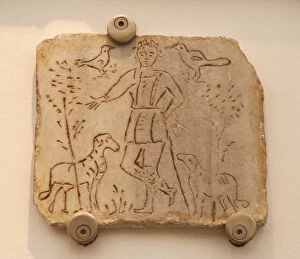 Images Dated 11th August 2005: Roman tombstone depicting the Good Shepherd. Baths of Diocle