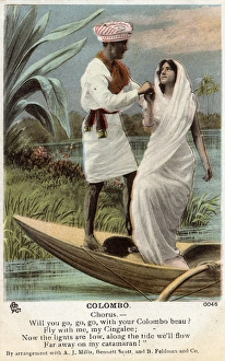 Romantic couple on boat, Ceylon (Sri Lanka) Romantic couple on boat, Ceylon (Sri Lanka)