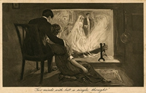 Romantic couple imagine their wedding day, 1913 Romantic couple imagine their wedding day, 1913