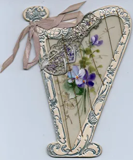 Romantic greetings card in the shape of a harp Romantic greetings card in the shape of a harp