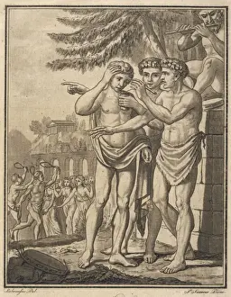 Rome - Luperci Print: priests striking women with thongs