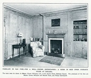 Room in Gwen Farrars Chelsea home panelled in pine Room in Gwen Farrars Chelsea home panelled in pine