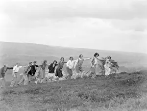 Early 20th-century Print of Hikers on Ilkley Moor