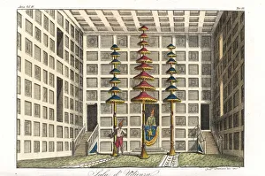 Royal court room decorated with parasols Royal court room decorated with parasols