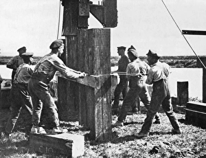 Royal Engineers constructing bridge, Western Front, WW1 Royal Engineers constructing bridge, Western Front, WW1