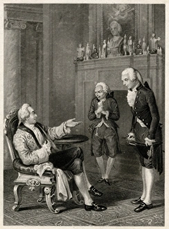 Royal personage with two deferential visitors Royal personage with two deferential visitors