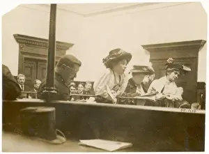 Christabel Pankhurst and others at Bow Street Magistrates Court Print