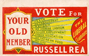 Russell Rea - Promotional Political postcard (reverse) Russell Rea - Promotional Political postcard (reverse)