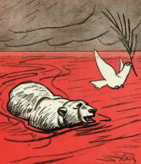 Russian Bear Cartoon Prints: Russian Bear Seeks Peace
