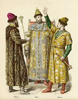 Traditional Russian Clothing Prints: Russian Czar & Boyars