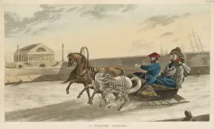 19th Century Transport Prints: Russian Sleigh
