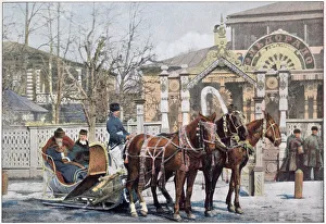 A Russian TROIKA - a three-horse sledge...... Date: 1890s A Russian TROIKA - a three-horse sledge...... Date: 1890s