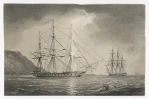 Ship Struck By Lightning Prints: Lightning and Ship 2