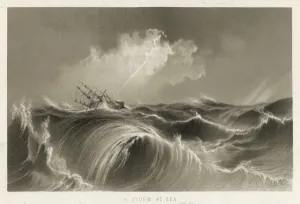 Ship Struck By Lightning Prints: Lightning Strikes Ship