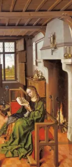 Historical Flemish Art Prints: Saint Barbara. Central detail