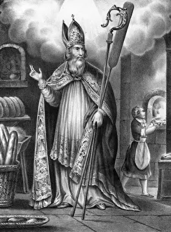Saint Honorius Print, Patron of Bakers, c.600