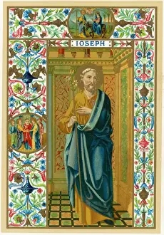 Prints of SAINT JOSEPH putative or nominal father of Jesus of Nazareth, husband of Mary, woodworker by trade: credited with royal descent from David, King of Israel Israel Prints: Saint Joseph Print: Woodworker and Putative Father of Jesus
