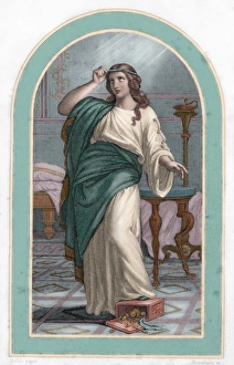 Saint Mary Magdalene. Engraving. Colored Saint Mary Magdalene. Engraving. Colored