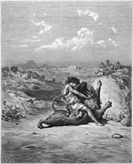 Old Testament Events Prints: Samson Fights the Lion