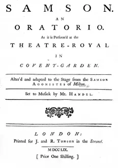 Covent Garden Theatre Prints: Samson - an oratorio