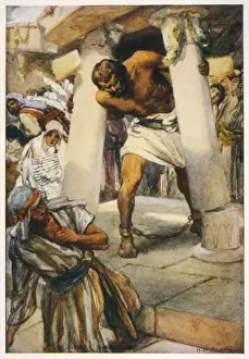Historical Biblical Events Prints: Samson Pulls down Temple
