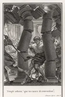 Samson Pulls Down Temple Columns Print
