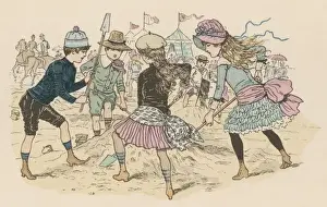 Family Fun On The Beach Prints: Sandcastles at Ostend