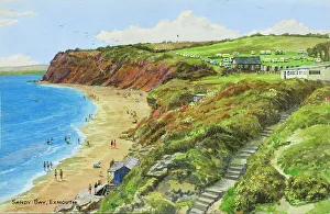 Sandy Bay, Exmouth, Devon Print 1950s