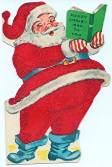 Santa Claus with a book on a Christmas card Santa Claus with a book on a Christmas card