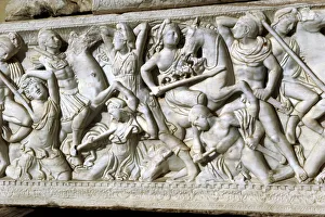 Sarcophagus. Marble. Tel Mevorah. Battle between Amazons Sarcophagus. Marble. Tel Mevorah. Battle between Amazons