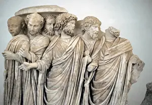 Greek Marble Sculpture Prints: Sarcophagus with processus consularis. Detail. Rome, 270 BC