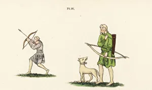 Saxon archers with bow, arrows and quiver, 8th century Saxon archers with bow, arrows and quiver, 8th century
