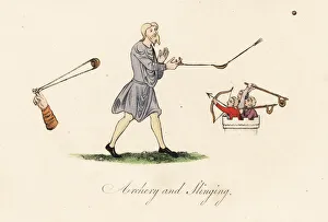 Saxon slingers and archer, 8th century Saxon slingers and archer, 8th century