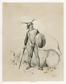 Ancient British History Prints: A Saxon Warrior